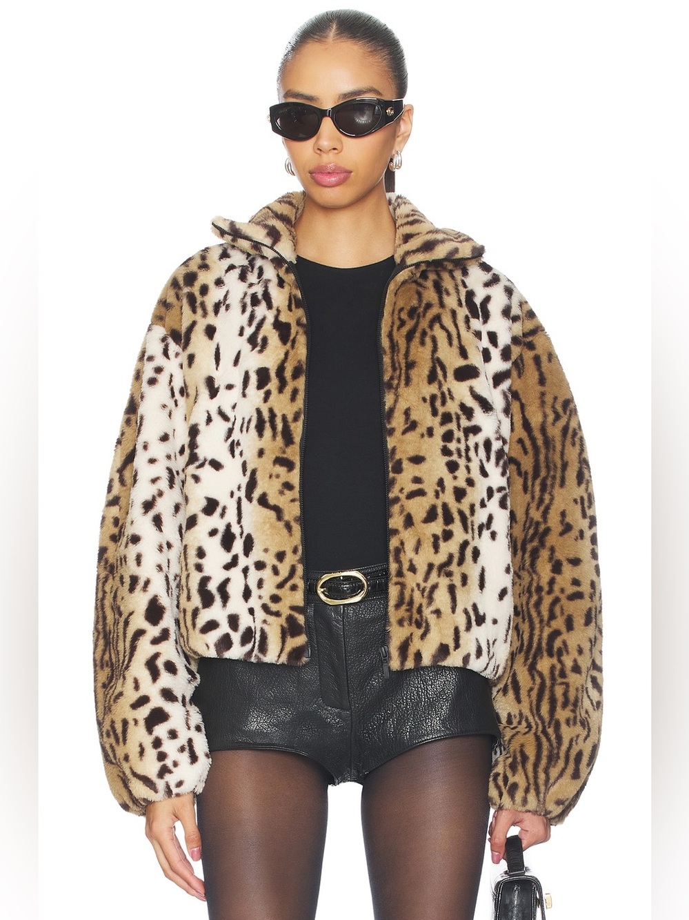 Amanda Uprichard × REVOLVE Como Bomber Jacket in Brown Multi Size Small - Picture 2 of 5